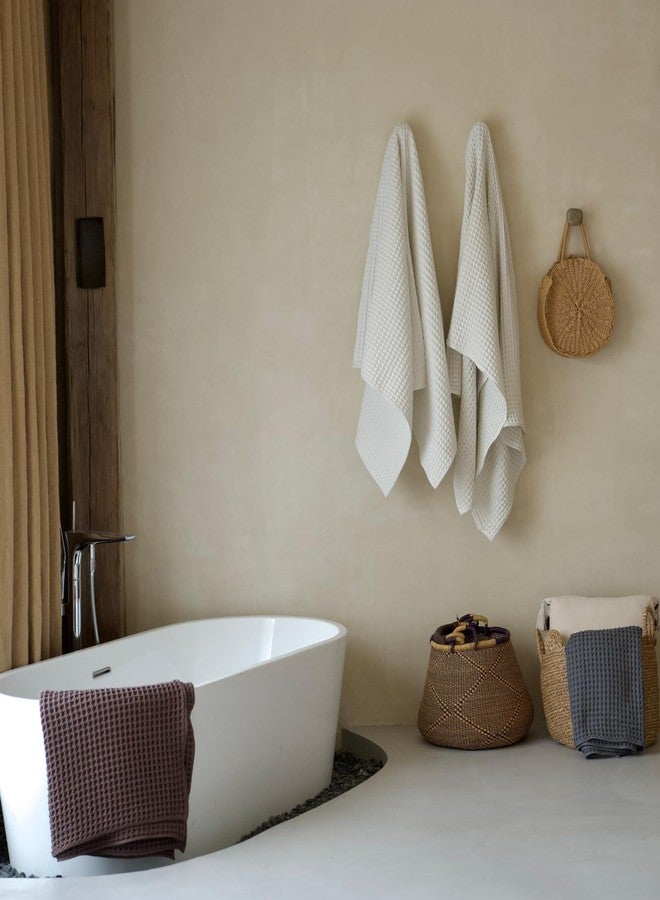 KOSMU Luxury Organic Japanese Cotton Waffle Bath Towel | Thick, Absorbent, Quick Dry Bathroom Towels for Shower, Sauna, Onsen| Hotel & Spa Quality, Gift-Ready (Shell White, Hand Towel (3 Pack)) - Image 5